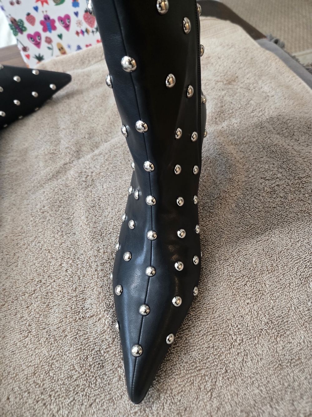 Jeffrey Campbell Black Studded Kitten Heel Women's Knee high Boots Size 11 NWT - Picture 4 of 9